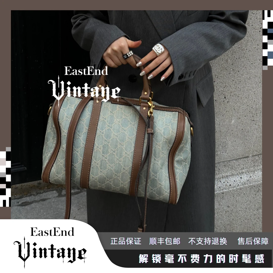 95新 GUCCI/古驰 東区-牛仔波士顿手提斜挎包/20570 复古经典时尚