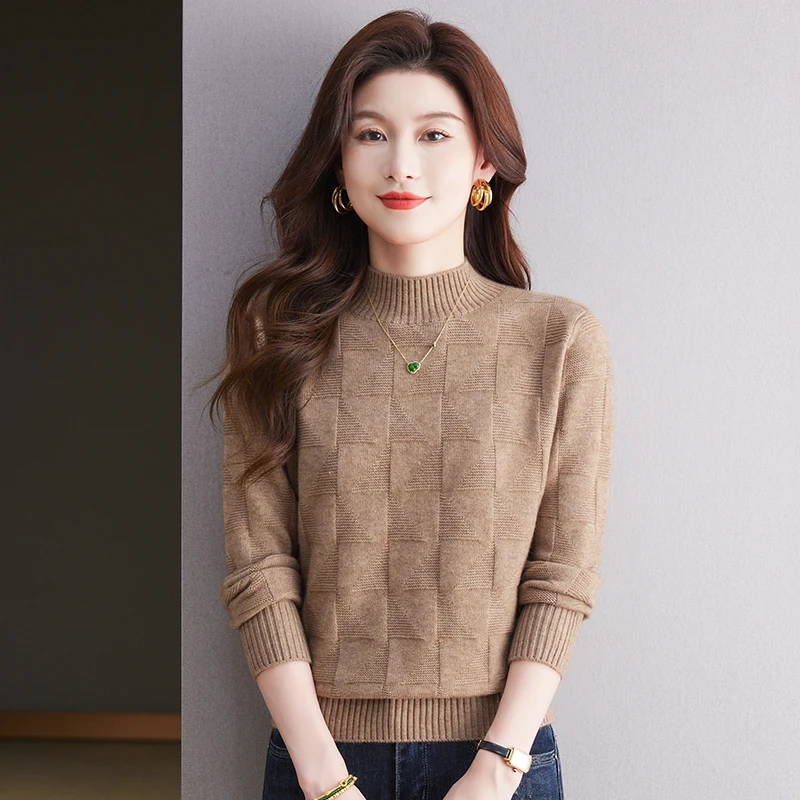 高级感羊毛衫秋冬新款时尚高档红色毛衣女宽松洋气轻奢妈妈打底衫