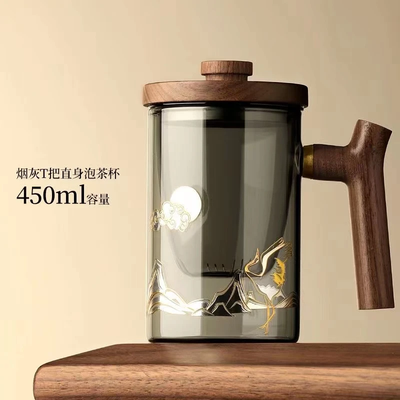 茶杯茶水分离男女士个人专用玻璃杯绿茶水杯高级感办公室泡茶杯子
