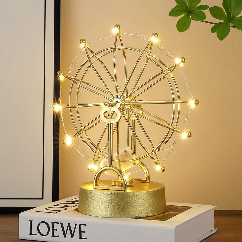 创意金属摩天轮永动仪摆件 家居办公室桌面装饰品磁性摇摆器摆设
