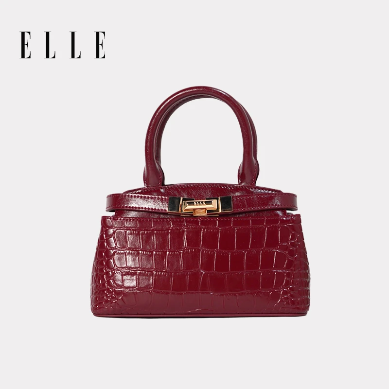 ELLE24年新款女士凯丽包简约菱格潮流单肩包时尚轻奢46534