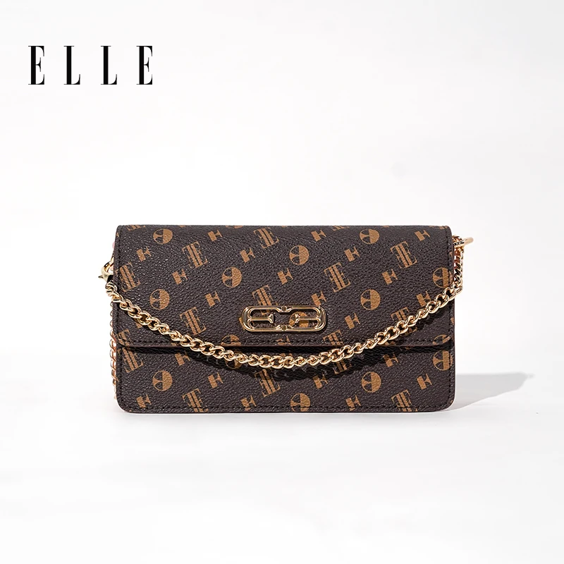 ELLE24新款老花时尚链条包单肩手提百搭盒子包46181