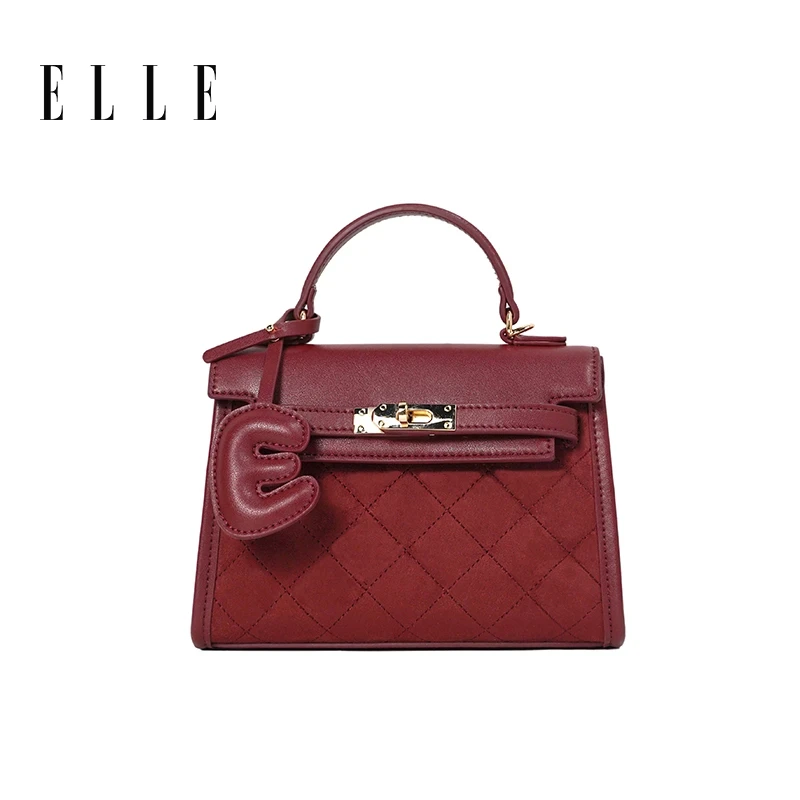 ELLE24年新款女士凯丽包简约刺绣潮流单肩包时尚轻奢46588