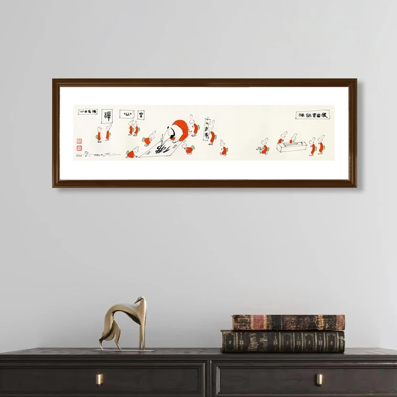 蔡志忠【禅师书画展】禅意 玄关正对门背景墙装饰画 茶室中堂挂画