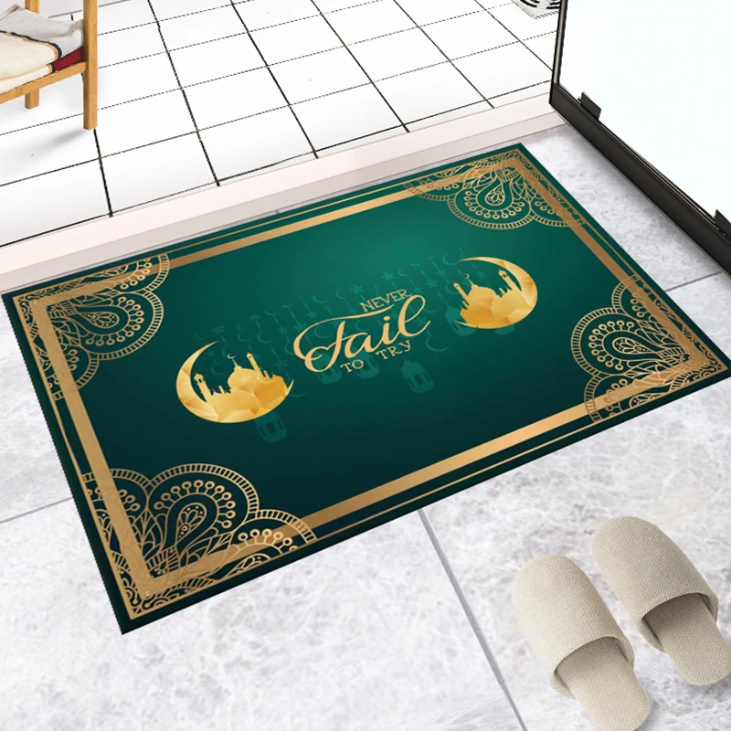 软质硅藻泥地垫吸水防滑速干脚垫家用厕所进门通用绿色鎏金地垫