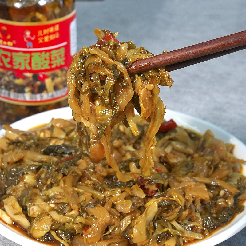 广西农家酸菜280g/瓶香辣脆口中低辣度开盖即食开胃下粥下饭下面
