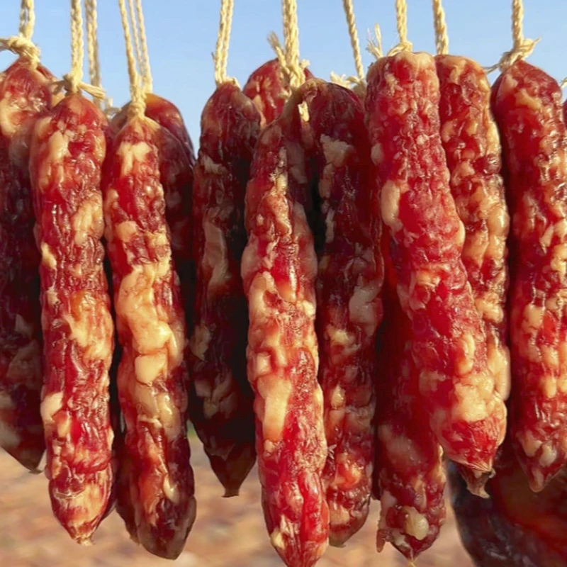 广西农家风味猪肉腊肠咸香浓郁肥瘦相间广式风味蒸煮食用