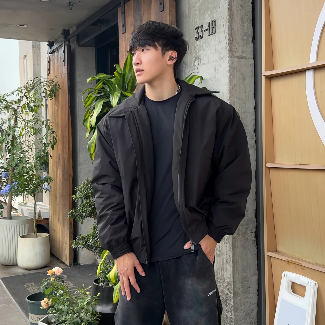 美式休闲棉服秋冬夹克三防翻领黑色复古户外工装加厚百搭外套男生