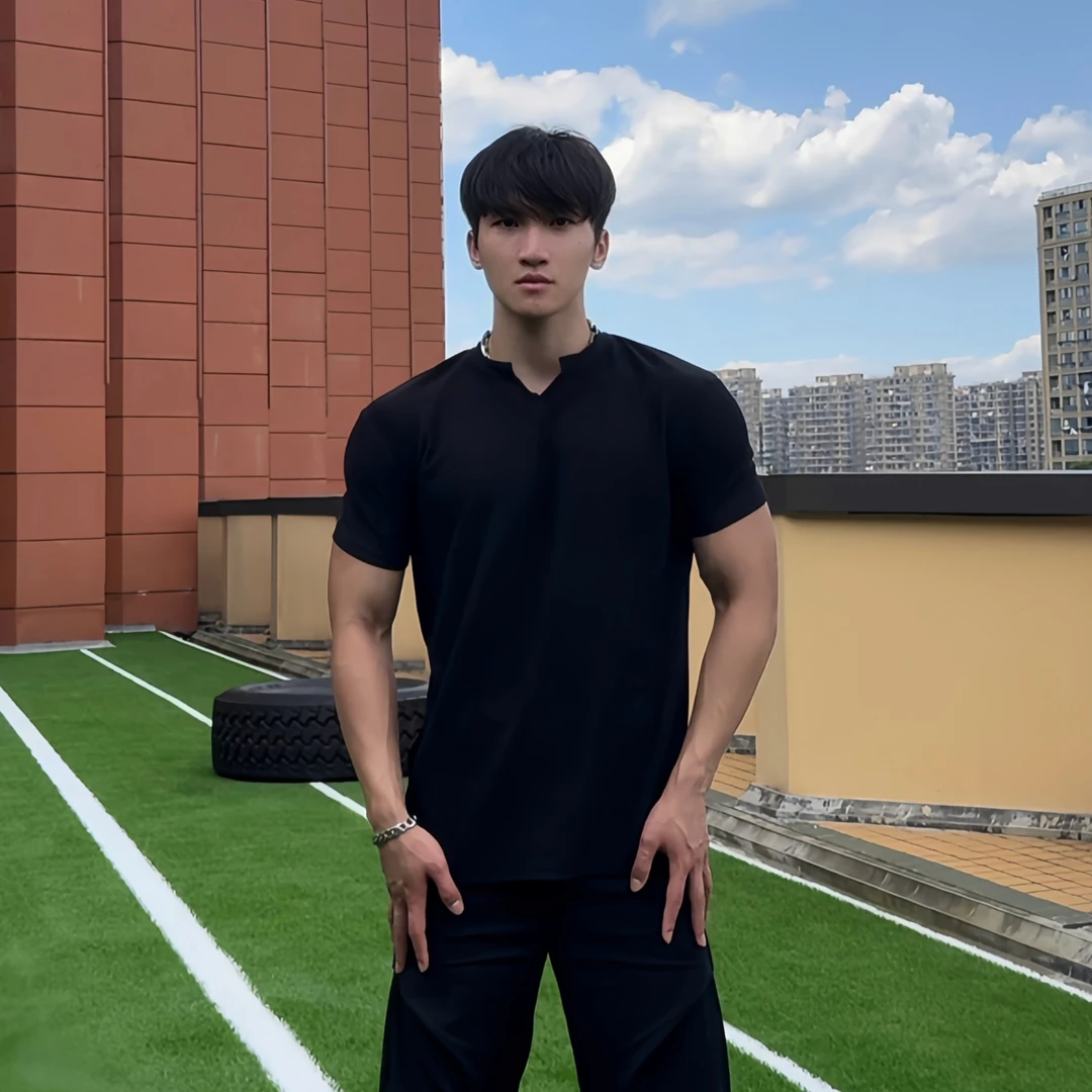 夏季休闲280g重磅肌理纹短袖收袖口显大健身运动T恤纯色