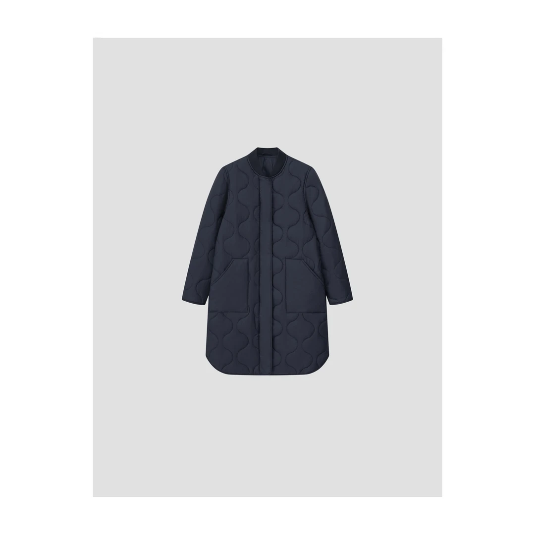 靠谱的私服【绗线元素】秋冬新款单排扣保暖长款棉服外套KP24275