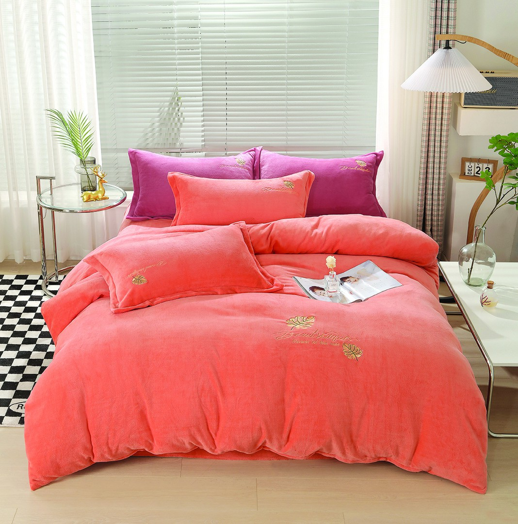 超柔牛奶绒重工刺绣四件套  (叶语恋歌)加绒加厚毛绒工艺款件套