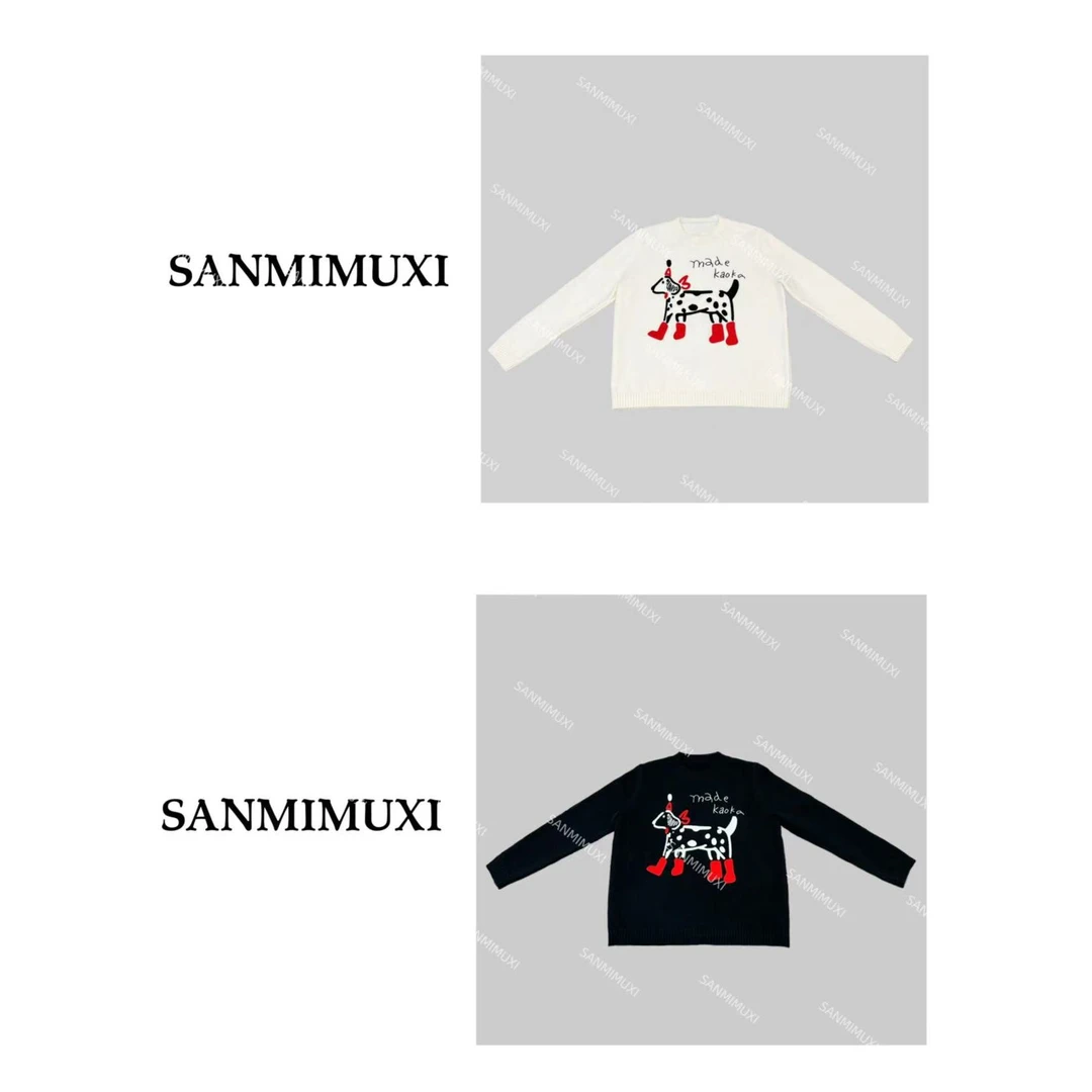 SANMI/叁米  【发财狗】正肩圆领毛衣  8252
