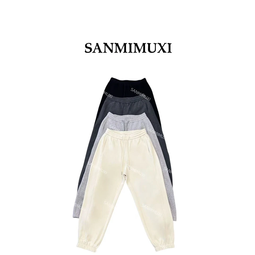 SANMI/叁米  加绒加厚侧边双线收口卫裤 10165