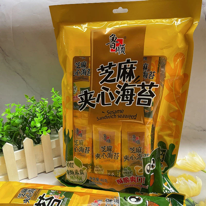 鲁顺芝麻夹心海苔脆大包装即食商用紫菜片日式拌饭小零食