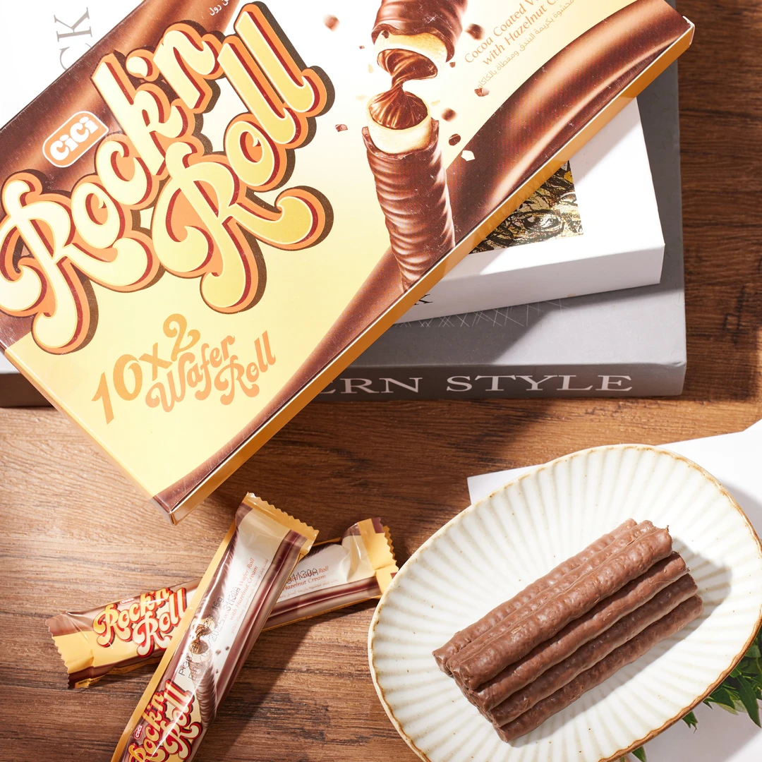 cici gusto摇滚卷椰子味夹心华夫饼巧克力卷临期