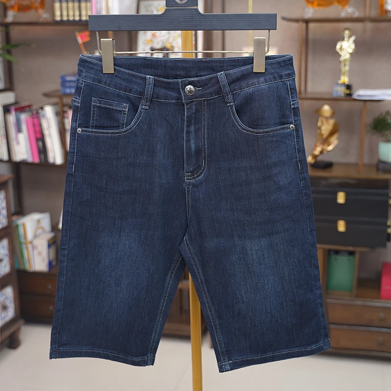 男牛仔裤子大码七分牛仔裤直筒男士时尚休闲百搭夏季薄款宽松中裤