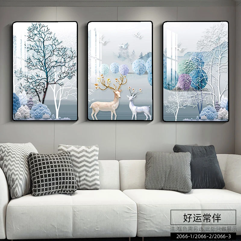 现代简约大气客厅装饰画北欧三联画沙发背景墙挂画餐厅卧室画
