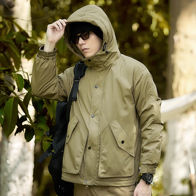 夹克男新款宽松大码休闲秋冬加绒加厚户外防水保暖上衣防寒外套男