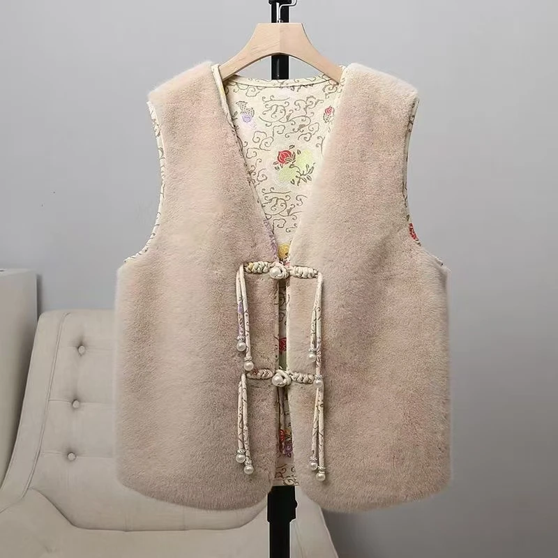 双面双穿 国风 马甲女秋冬新款时尚洋气百搭显瘦皮毛一体马甲