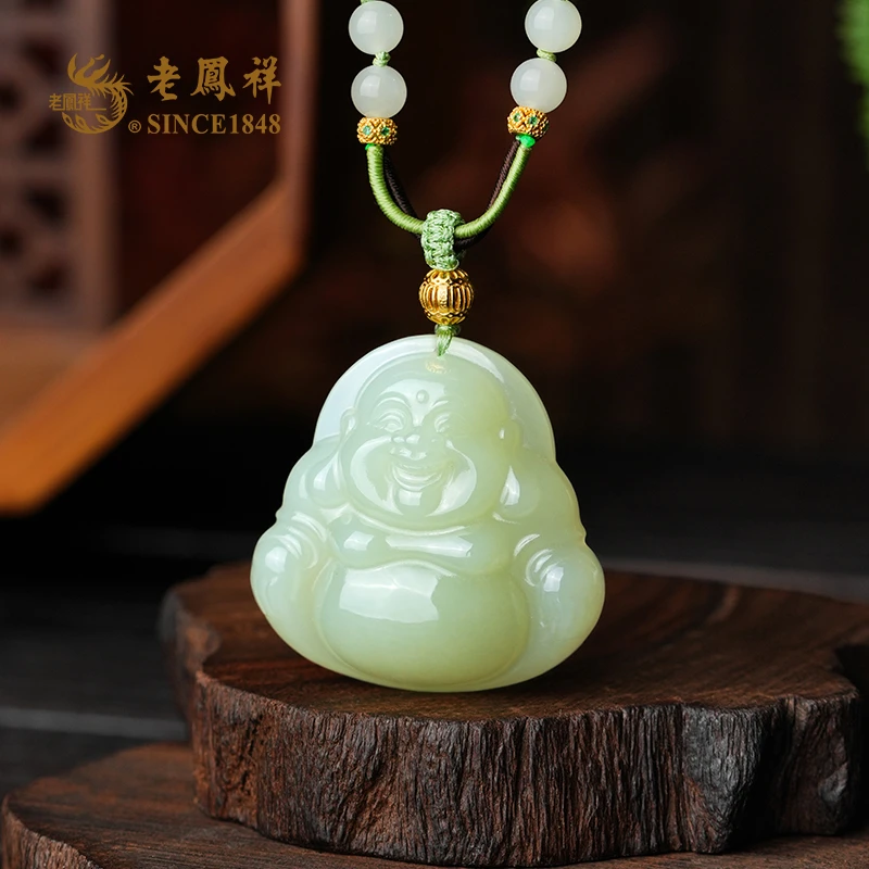 老鳯祥和田玉【瑾瑜】浅晴水 佛公 吊坠 项坠 多样性发一件 C04241