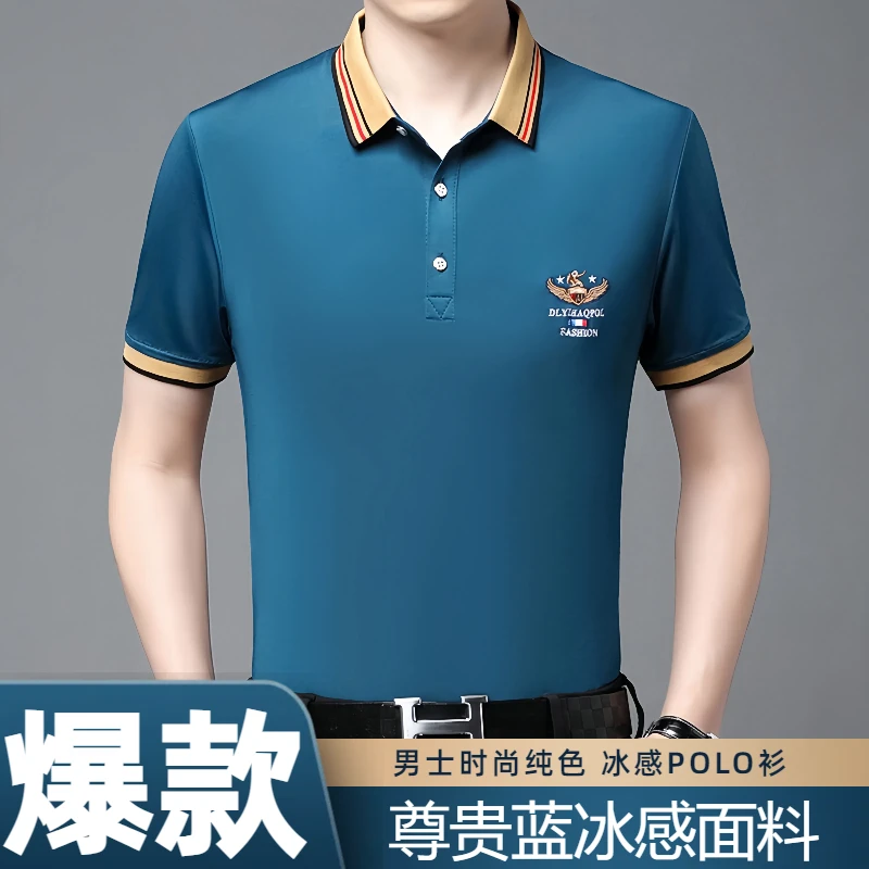 薄款2024春夏男士休闲简约短袖T恤翻领痞帅宽松中青年半袖Polo衫