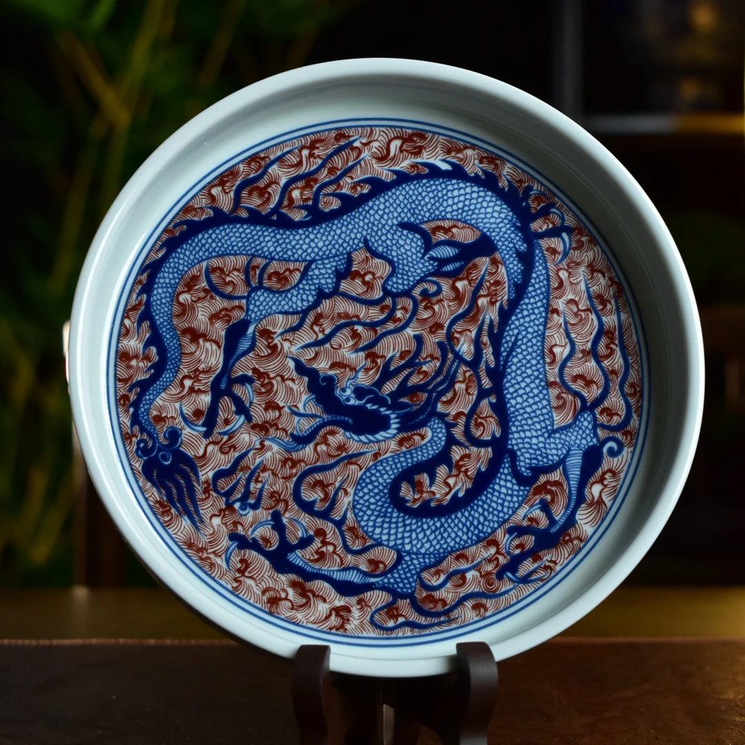 景德镇茶具釉里红元龙仿古泥釉下彩壶承自用高档茶具茶器青花瓷器