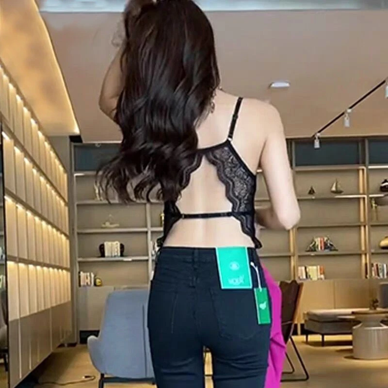 蕾丝花边吊带美背背心女2022年夏季新款韩版修身时尚黑色内衣文胸