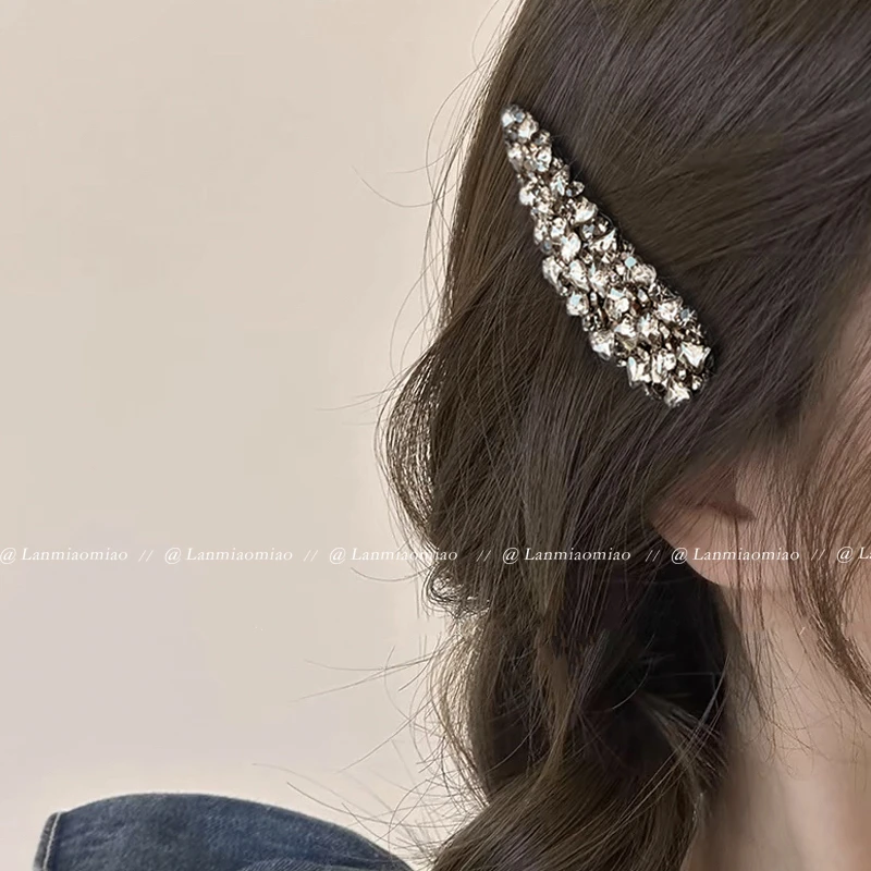 轻奢时尚满钻发夹女气质网红刘海侧边夹2024新款一字夹百搭头饰