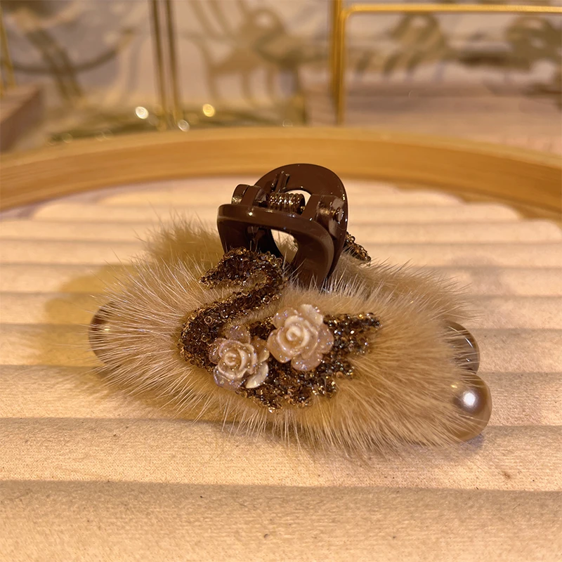 约9公分毛毛抓夹 时尚轻奢气质抓夹秋冬优雅发饰