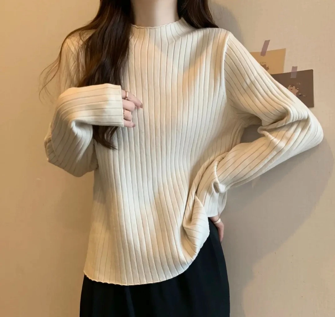 工厂直销8333#（90-200斤穿）大码半高领针织长袖打底百搭显瘦毛衣