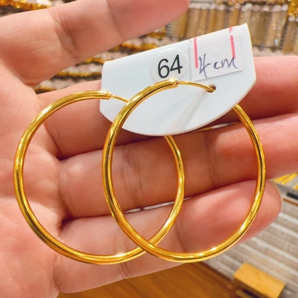 铜合金耳饰 EH080 新款时尚百搭轻奢素圈（4cm）