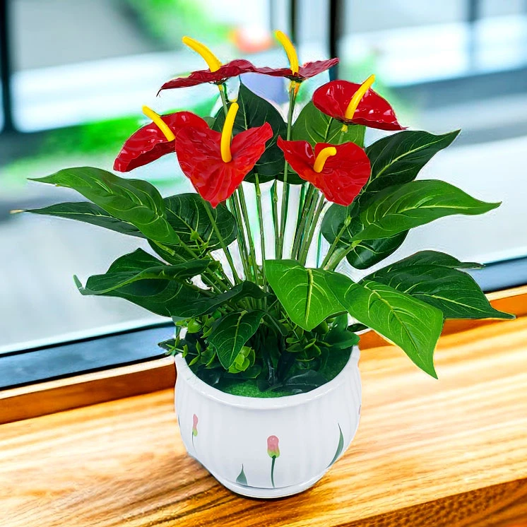 假花仿真花红掌盆景植物盆景假绿植简约时尚家居家里家饰客厅餐桌