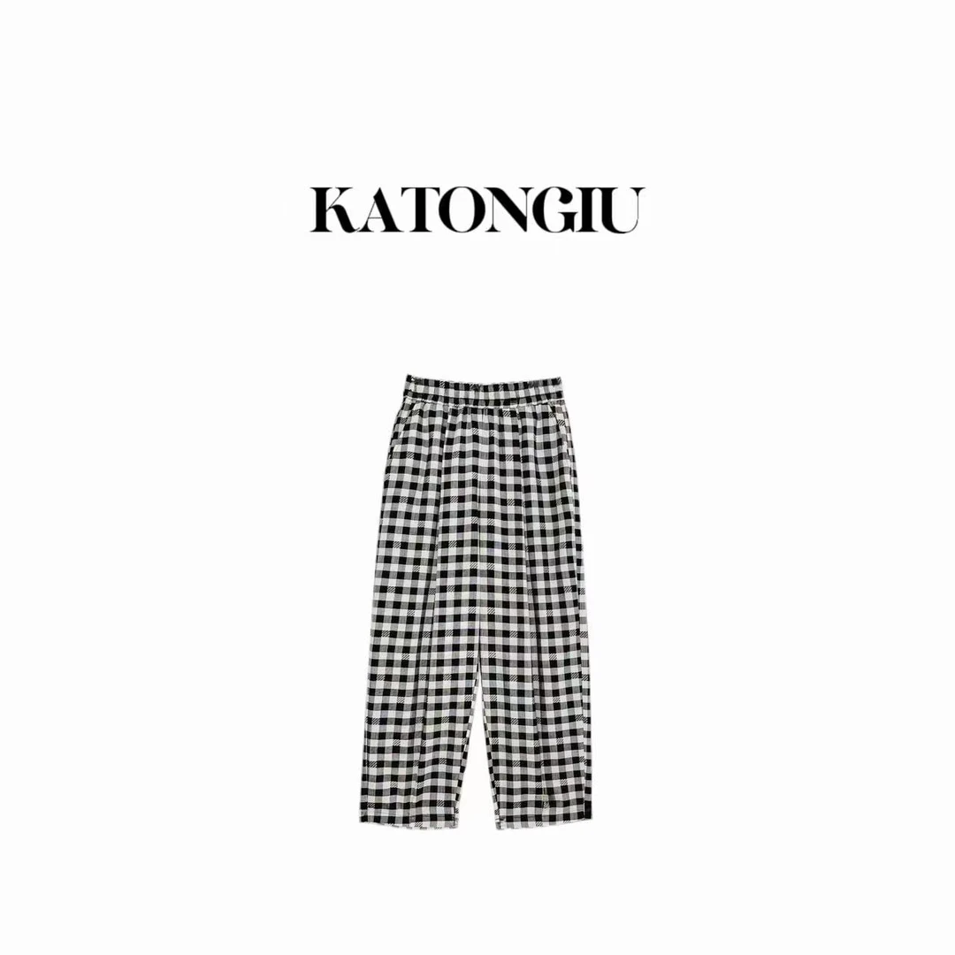KATONGTU【八分格子】2024新款女款格子八分休闲裤 SF8560YN