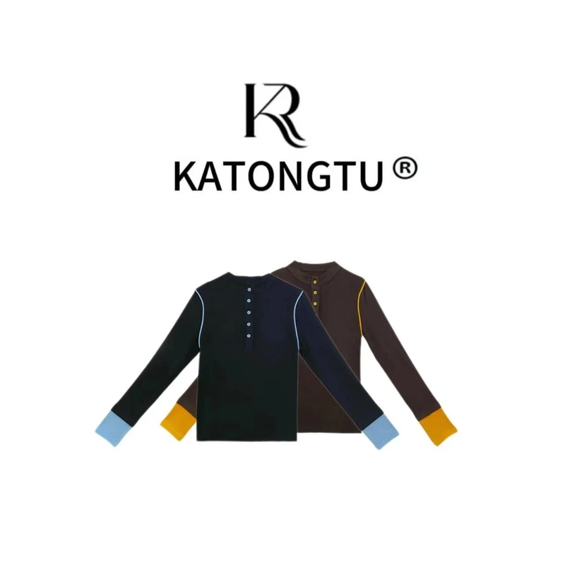 katongtu/卡通兔【五粒扣】秋冬时尚百搭撞色设计长袖上衣  YN24431
