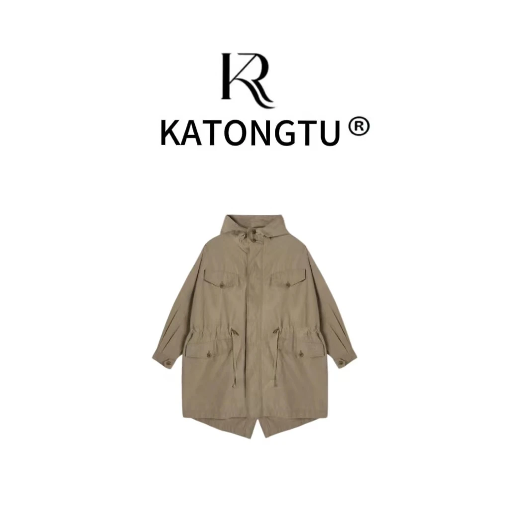 KATONGTU/卡通兔【轻量风度】100%棉秋季时尚连帽收腰风衣YN24092