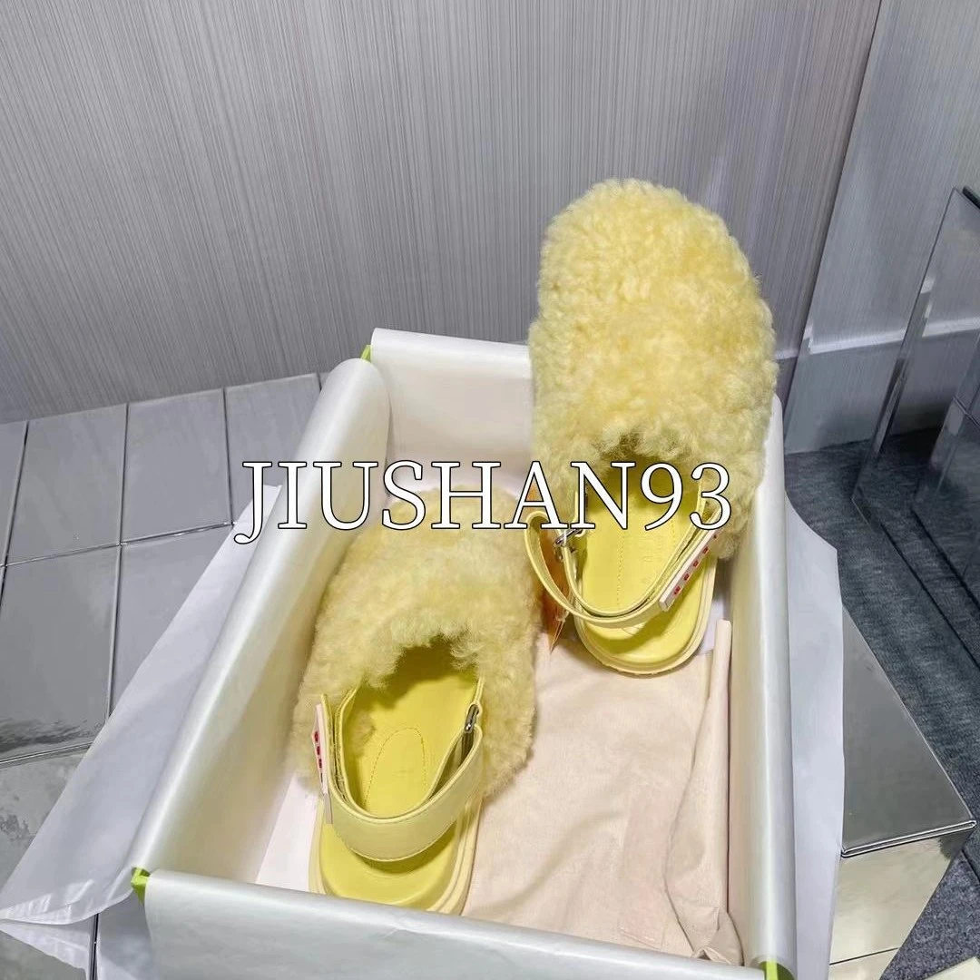 【JIUSHAN93】厚底包头毛毛鞋女冬外穿高级感卷毛皮毛一体毛毛拖鞋