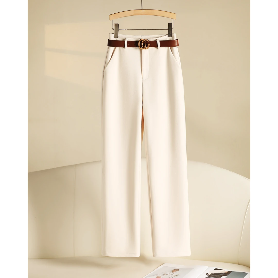 冬季百搭法棍直筒裤2024新款显高显瘦女裤高腰加厚弹力休闲裤7216