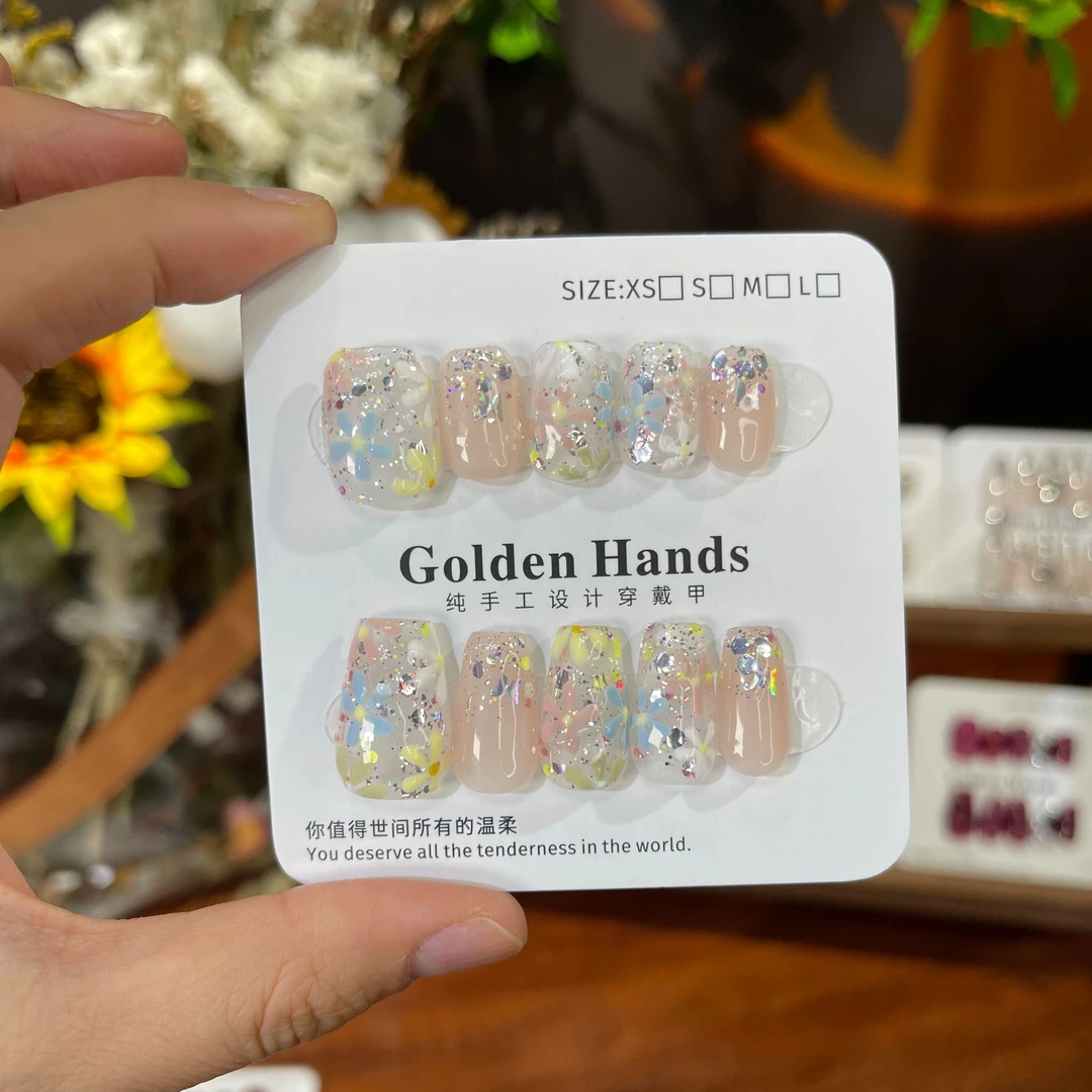 【莫奈花园】纯手工穿戴甲 手绘鲜花 花园系轻奢质感美甲Z