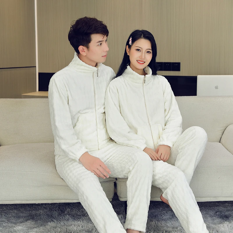 拉链款睡衣舒适时尚保男女同款休闲加绒保暖秋冬季