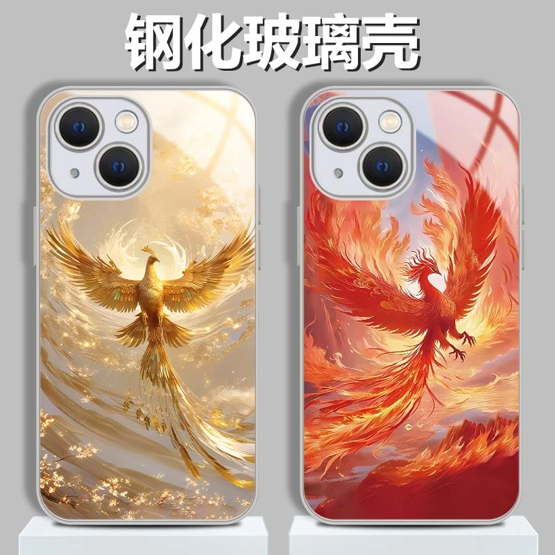 适用凤凰火鸟吉祥物个性苹果16高级感iPhone14全包13Promax手机壳
