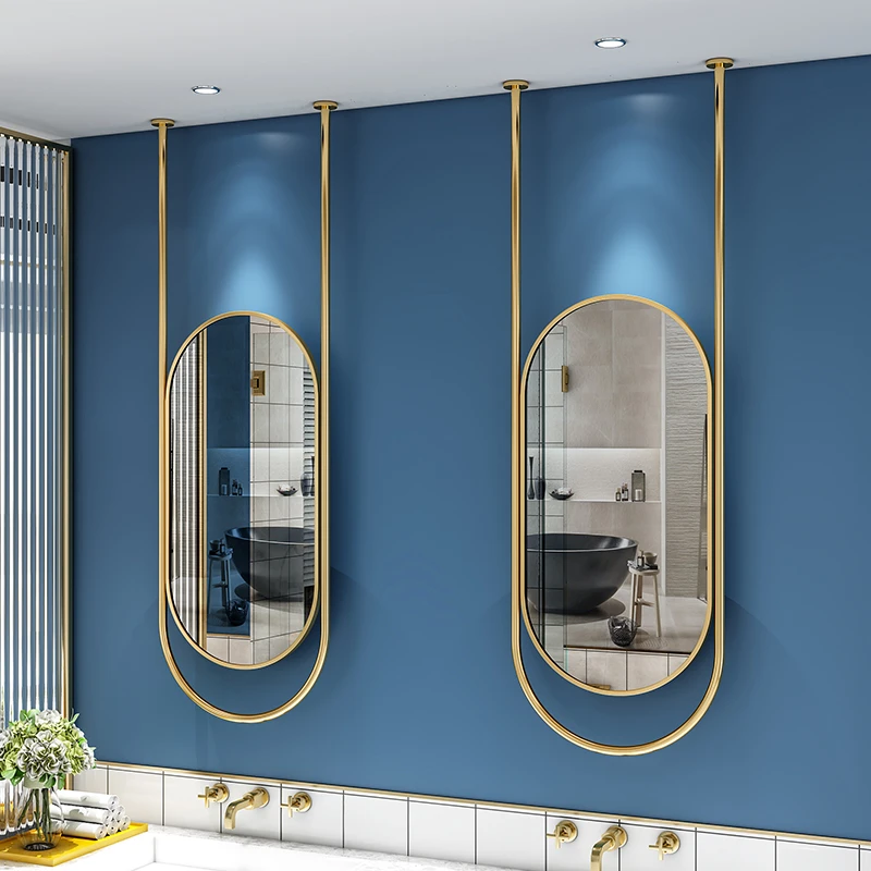 奥沁瑞悬挂双杆智能发光镜子浴室镜酒店卫生间天花板吊镜民宿镜子