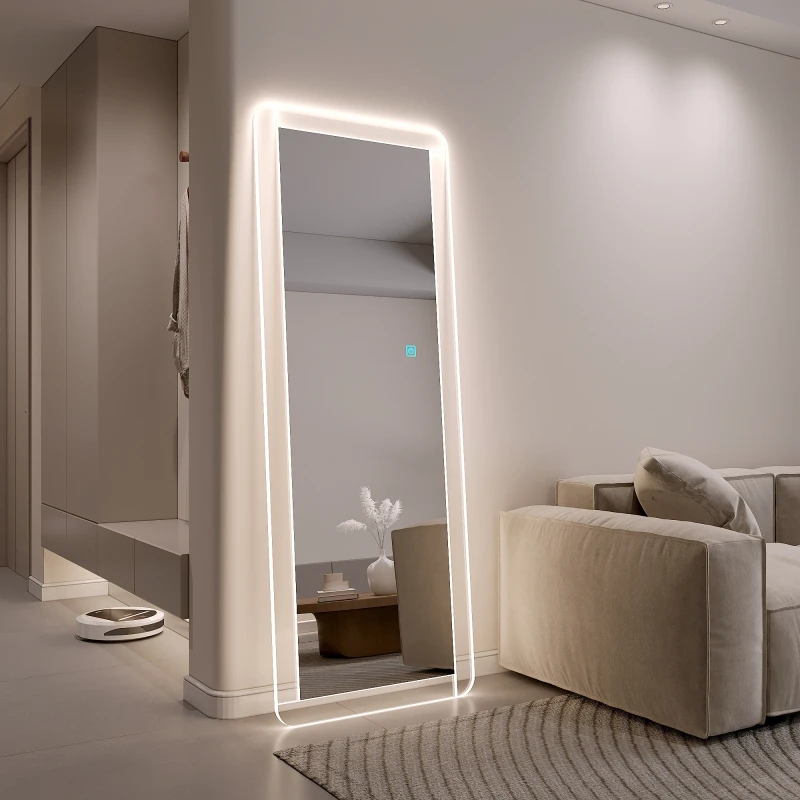 奥沁瑞设计感镜子发光落地镜全身镜穿衣镜带灯入户挂墙家用试衣镜