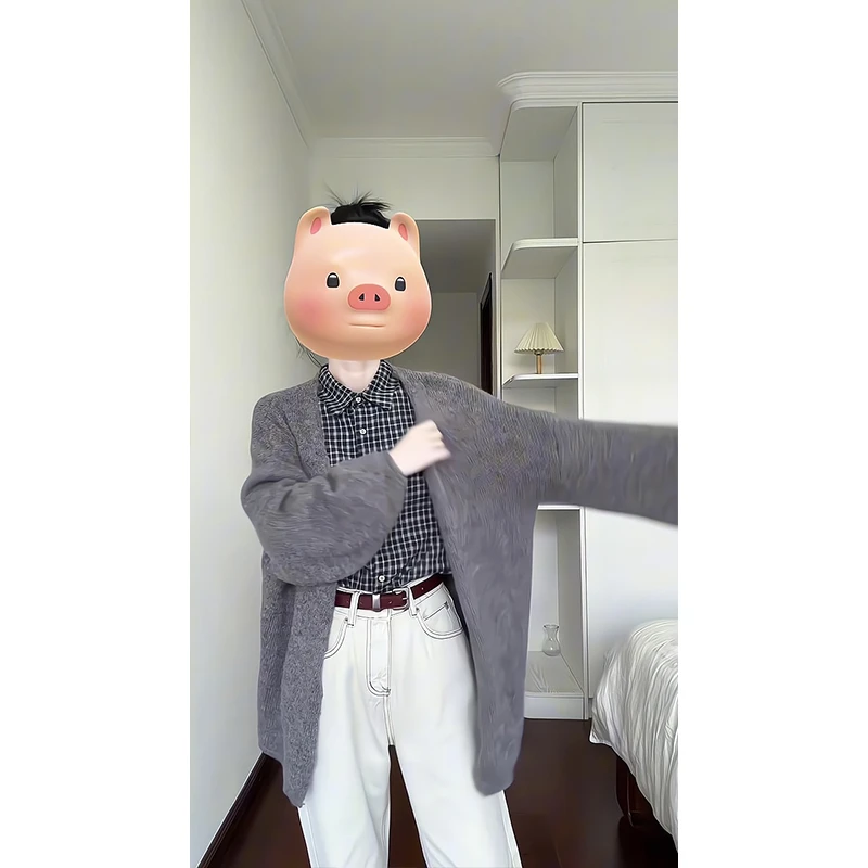 2024新款女士秋季慵懒风宽松百搭长袖针织开衫上衣高腰阔腿裤子