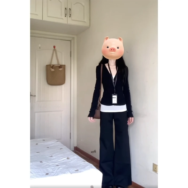 时尚穿搭女秋季拉链长袖显瘦百搭小众假两件上衣韩版直筒牛仔裤