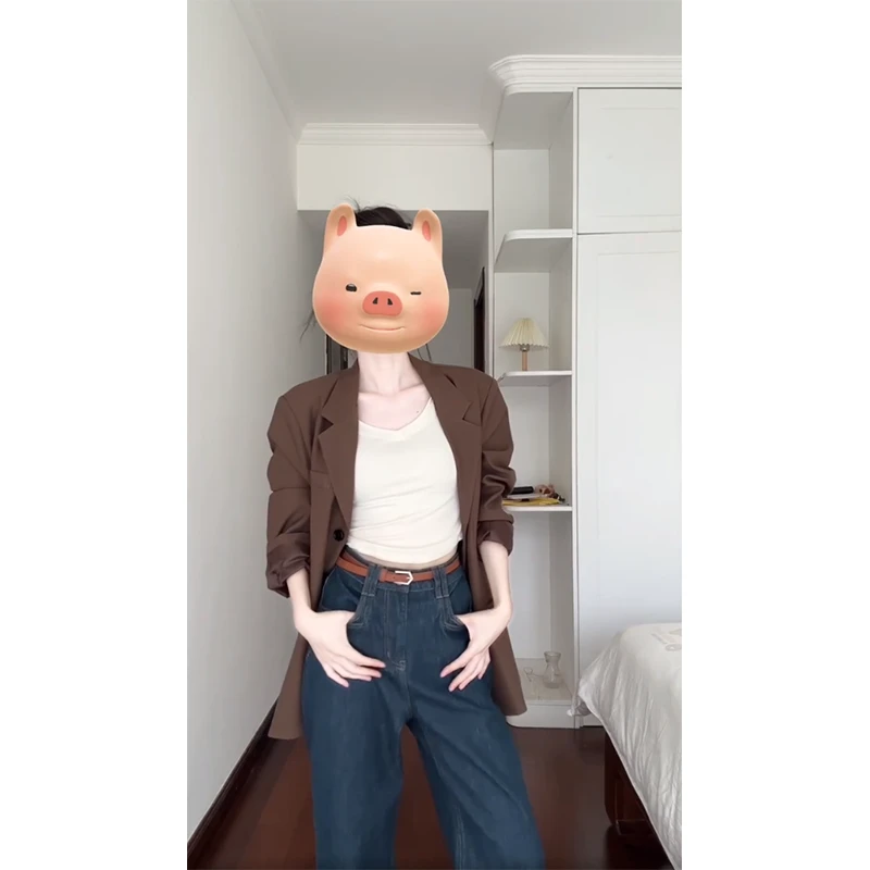 时尚穿搭女秋季翻领排扣长袖显瘦百搭小众洋气上衣外套直筒休闲裤