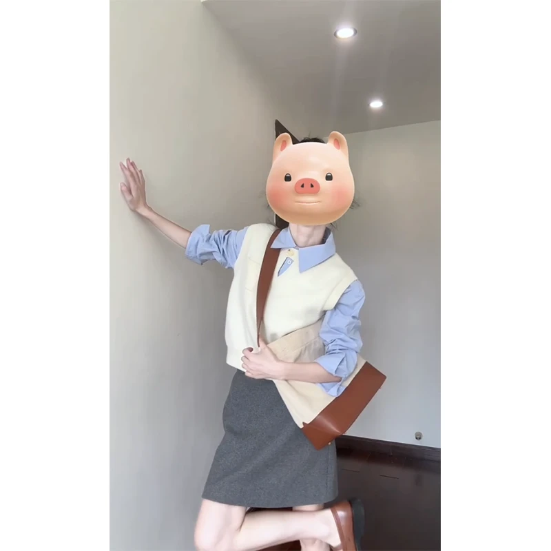 2024新款女士秋季圆领无袖马甲翻领长袖韩版小众衬衫休闲百搭短裙