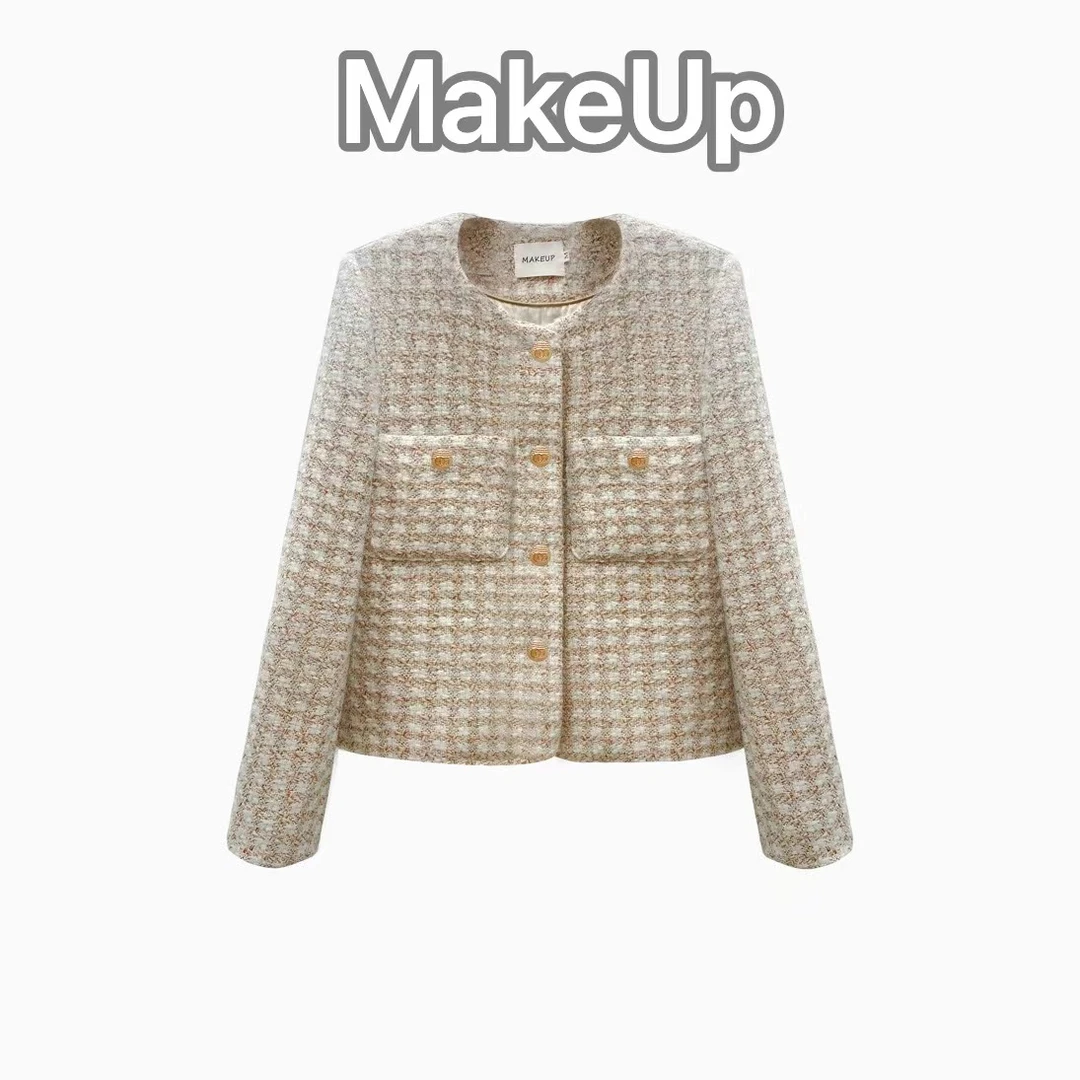 MU秋季小香风高定新款百搭轻奢圆领女装气质时尚上衣短外套-MU217