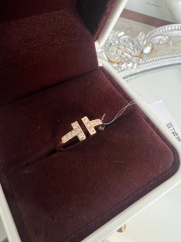 【念慈专属】18K 双 T戒指玫瑰金色气质轻奢百搭精致排戒