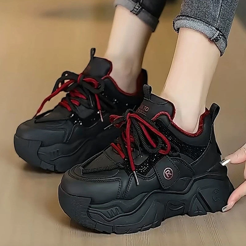 H-2024冬季加绒老爹鞋女厚底增高时尚休闲百搭气质运动鞋女鞋