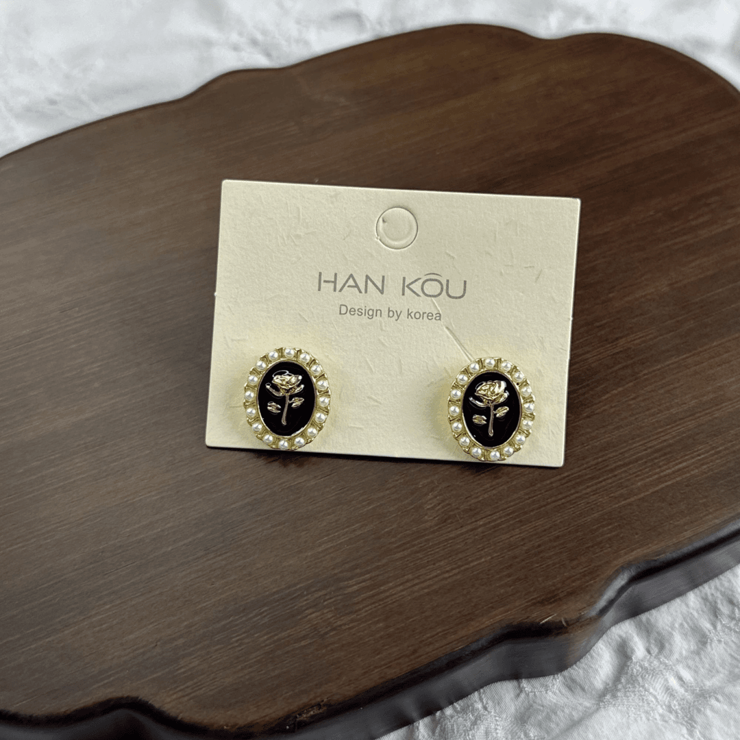 铜合金耳饰 铜合金耳钉 法式复古玫瑰耳钉5099